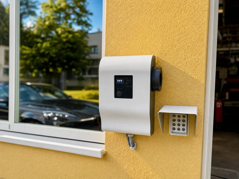 Armoire électrique industrielle IMPC ouverte, fixée au mur, révélant trois rangées de composants : disjoncteurs différentiels, disjoncteurs modulaires et interrupteurs de protection